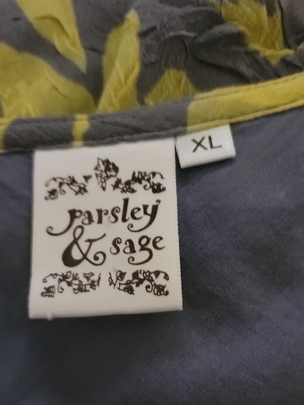 Parsley & Sage Gray Tea Length Dress with Yellow Floral Print - Picture 5 of 5